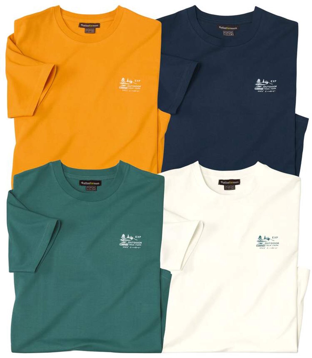ATLAS FOR MEN - Set van 4 T-shirts Trek Park - Heren - Verkrijgbaar in grote maten - M