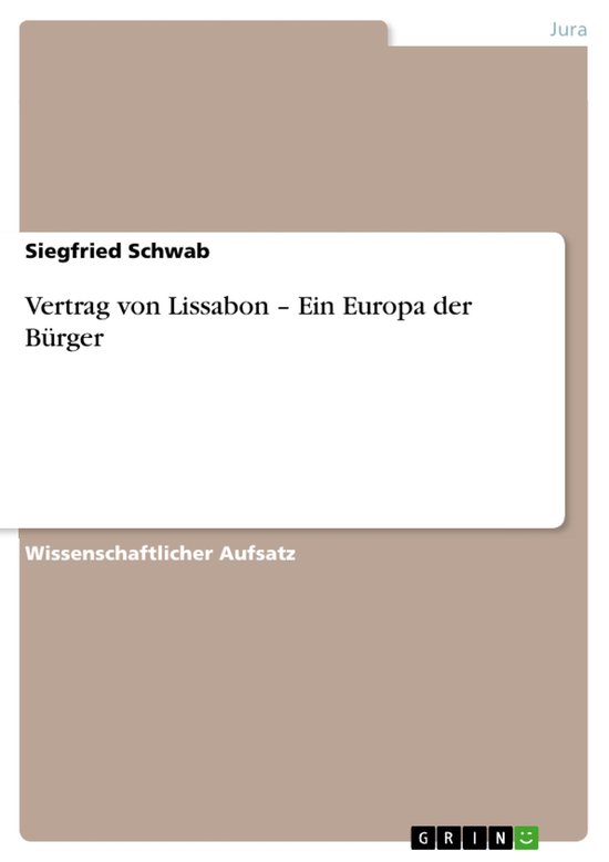 Vertrag Von Lissabon - Ein Europa Der B�Rger - cover