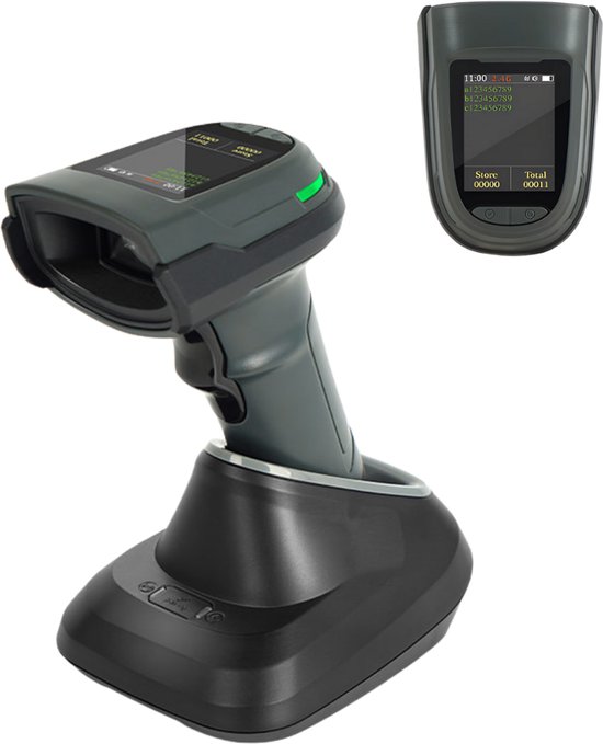 Draadloze Barcodescanner met Display en Docking – Voor Indistrueel Gebruik - 1D,2D,QR Handscanner - 2,4G, USB, Bluetooth