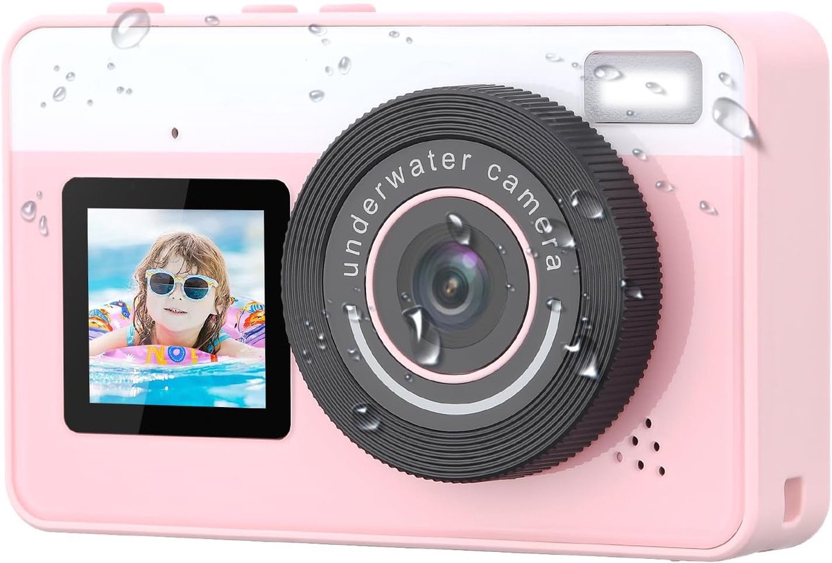 Onderwatercamera 10FT waterdichte camera snorkelen, compacte drijvende digitale camera voor kinderen, tieners, volwassenen, surfen, zwemmen en kajakken, roze