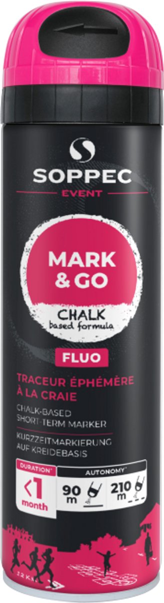 SOPPEC Mark & Go Tijdelijke Kalk Markeerspray Fluor Roze
