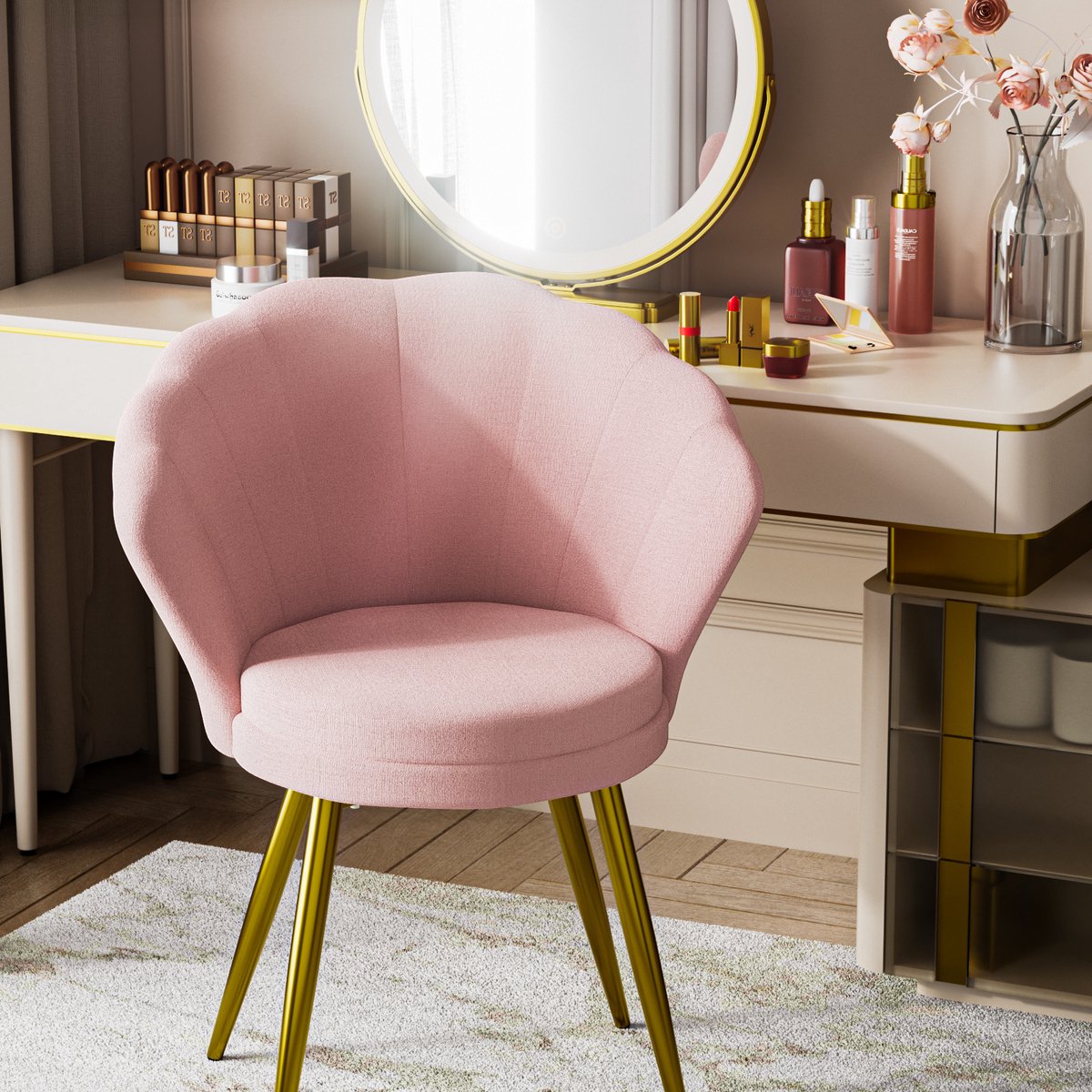 PIPIPOXER - eetkamerstoel -Velvet - Eetkamer, studeerkamer, woonkamer-Roze