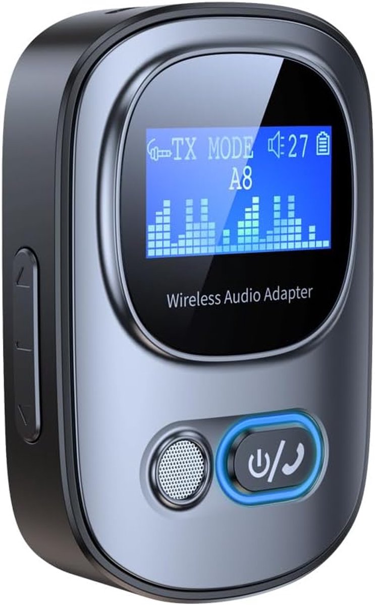 2-in-1 Bluetooth 5.3 audio-ontvanger met lage latentie, 3,5 mm AUX-aansluiting met afscherming, draadloze adapter voor tv, vliegtuig, auto