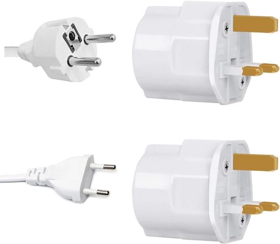 Type G Stekkeradapter (UK) Naar Europees (EU) – 13A, 250V, Max. 3250W, Met Vernikkelde Connectoren En Stevige Kunststof Behuizing – Geschikt Voor Apparaten Met Engelse Stekker