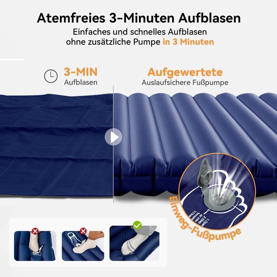 Lichte en Compacte Dubbele Opblaasbare Slaapmat voor Kamperen van Quechua — afbeelding 2