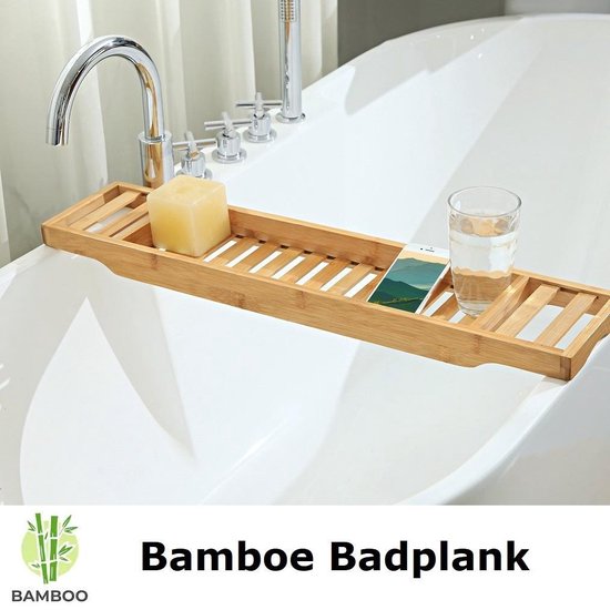 bol.com | Decopatent® Badrekje voor over bad - 70 cm lang - Bamboe hout -  Badrek - Badplank -...