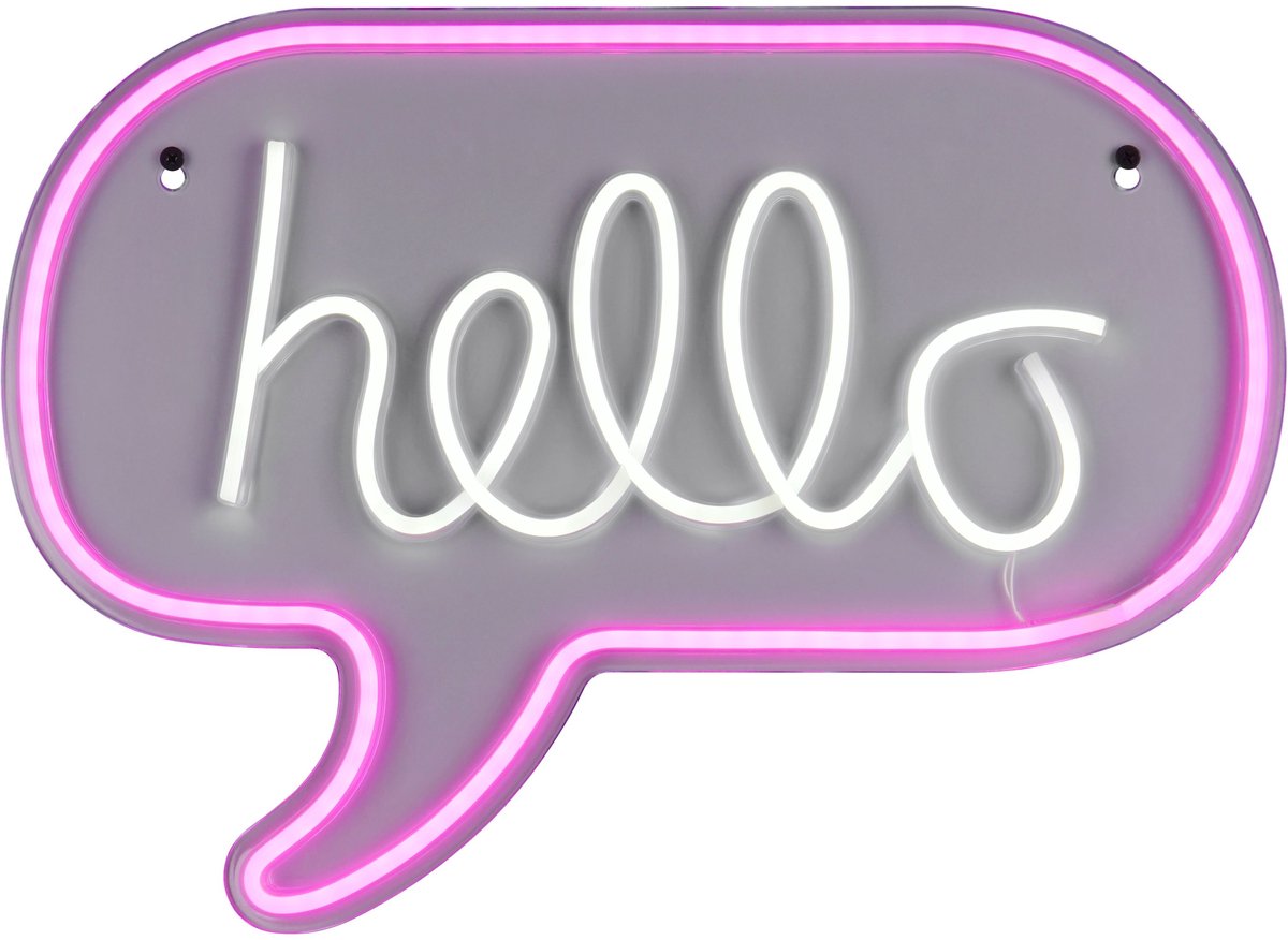 REALITY HELLO - Wandlamp - Transparant helder - incl. 1x SMD 5 W - Snoerschakelaar - Wandmontage - USB-C aansluiting