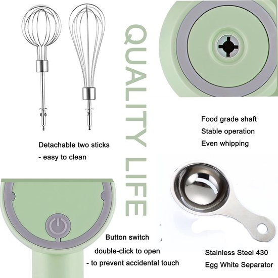 Draadloze handmixer met 3 snelheden en USB-oplaadfunctie van Merkloos — afbeelding 4