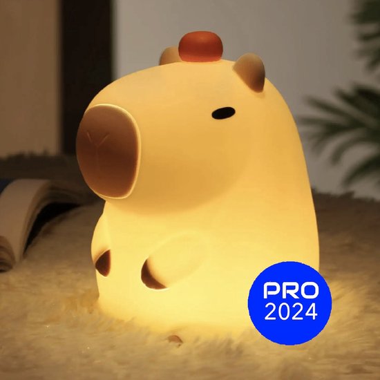 Luvido - Capybara Lamp - Capibara - Nachtlampje Kinderen & Baby - Siliconen - Lampje Slaapkamer - Knijplampje - Touch lamp