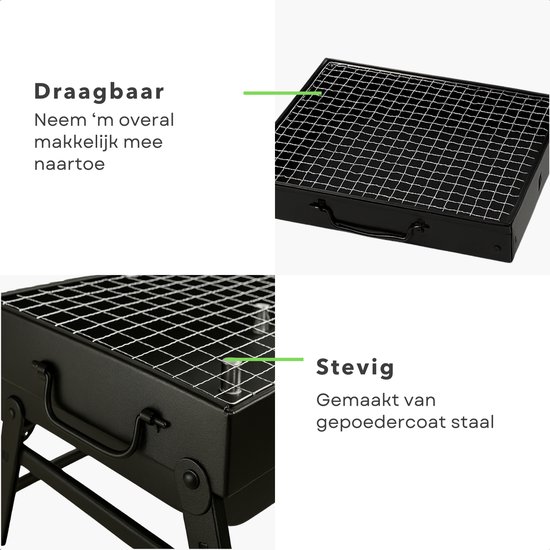 Cheqo® Opvouwbare Barbecue - Draagbare Houtskool Grill - Tafel Barbecue - Camping Barbecue - Gepoedercoat Staal - Compact En Lichtgewicht - Voor Strand En Park - Barbecue Voor Balkon - Kleine Draagbare Bbq van Merkloos — afbeelding 4