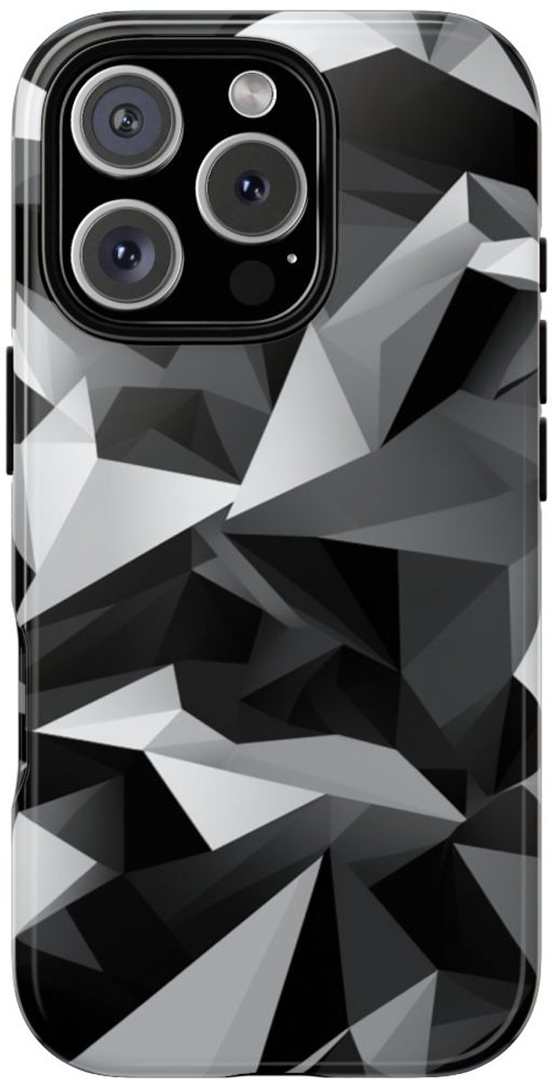 Zwart-Grijs Geometrisch Abstract Patroon – Telefoonhoesje Geschikt voor iPhone 16 Pro