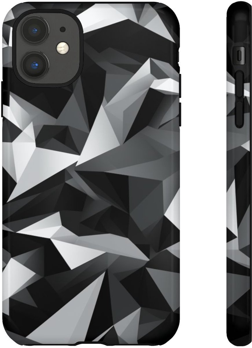 Zwart-Grijs Geometrisch Abstract Patroon – Telefoonhoesje Geschikt voor iPhone 11