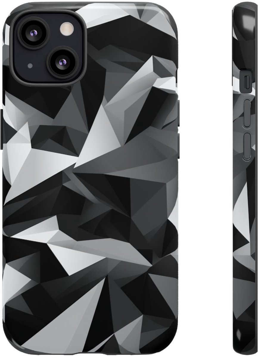 Zwart-Grijs Geometrisch Abstract Patroon – Telefoonhoesje Geschikt voor iPhone 13