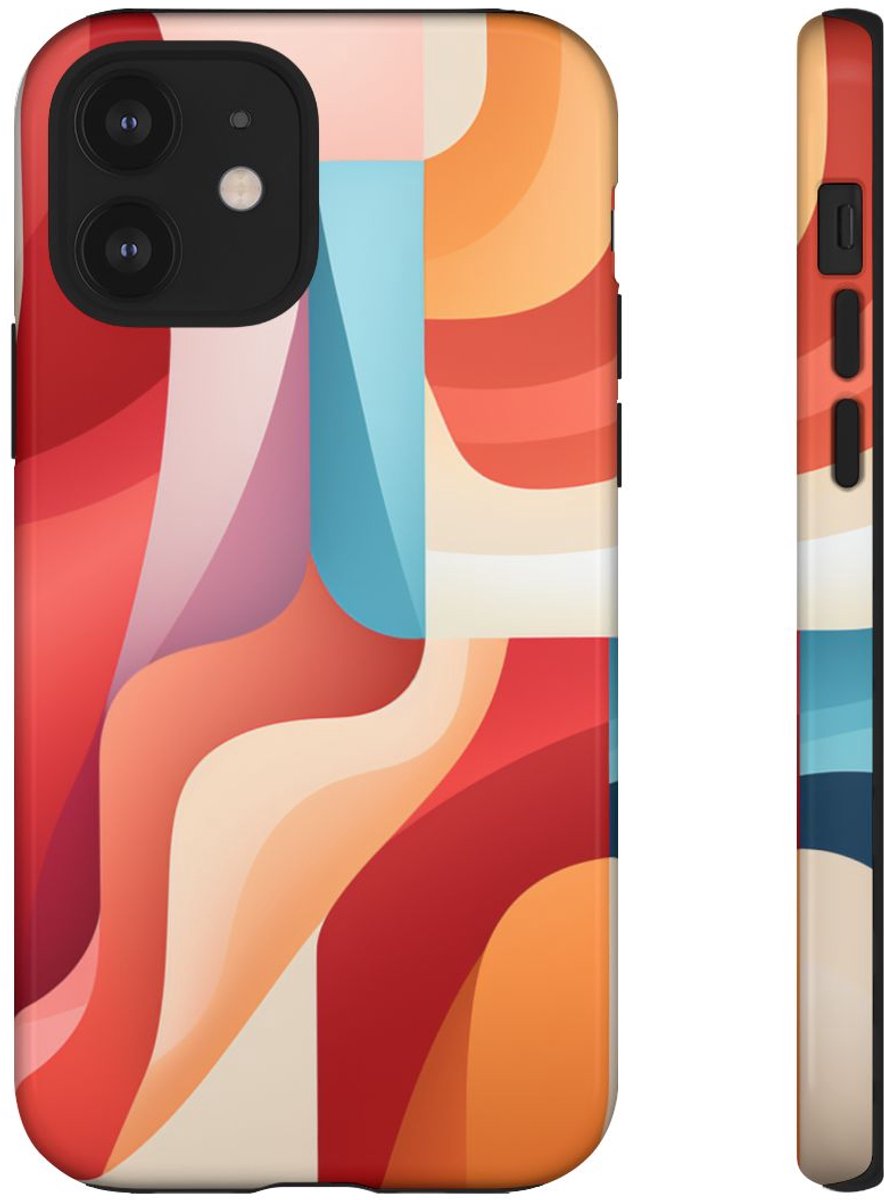 Abstracte Kleurrijke Gebogen Vormen – Telefoonhoesje Geschikt voor iPhone 12