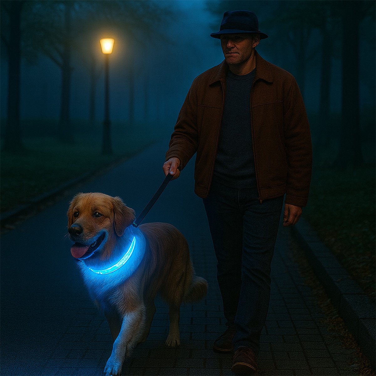 Bol.com LED Hondenhalsband – Oplaadbaar – Lichtgevende Halsband Hond – 3 Lichtstanden – 50 cm – Middelgrote Honden - Blauw aanbieding