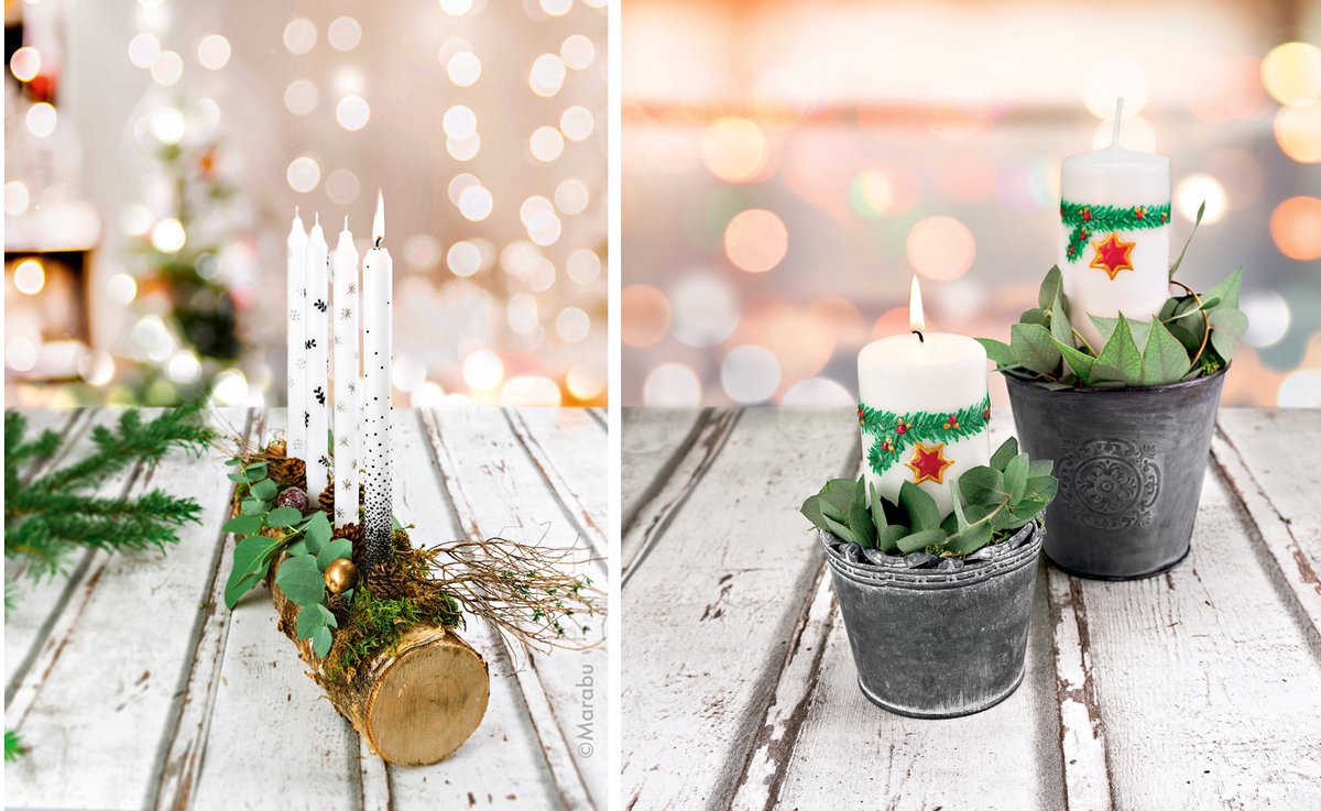 Marabu - kaarsenverf "Candle Liner Christmas Spirits" set á 10 kleuren