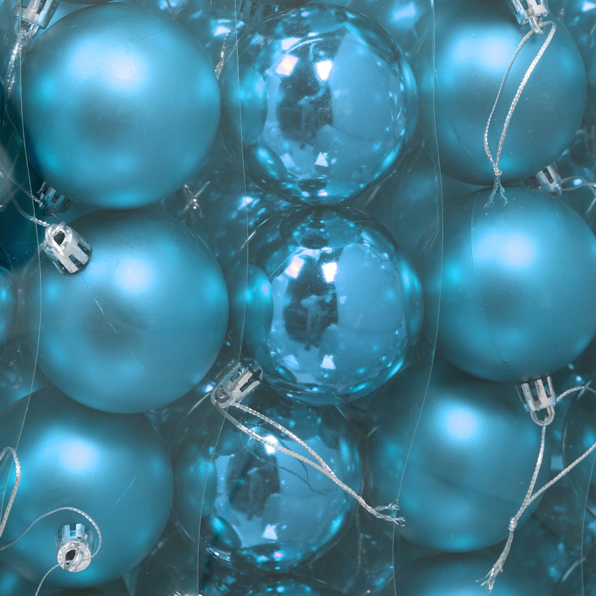 kerstballen set van 50 - Ø 6 cm - glanzend - mat - kunststof - petrol – foto 3