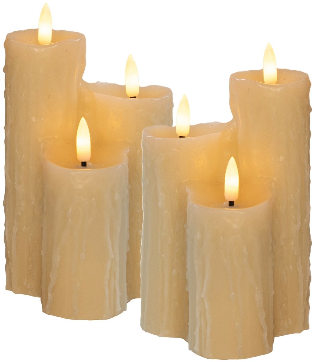 Anna's Collection LED Druipkaarsen set - 6x - wit - 16 x 11 cm - wax - kaarsen - stompkaarsen