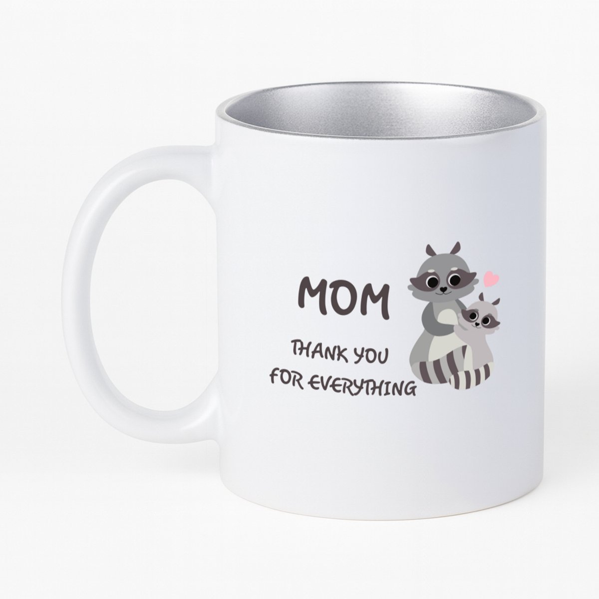 Hacebo® - Mama cadeau koffiebeker met zilver kleurige binnenkant - Moeder cadeau - thee mok - koffie beker - met opdruk - mama - Verjaardag - Mama cadeautjes - Moederdag cadeau - verjaardag - liefste Mama - koffiemok - 330 ML
