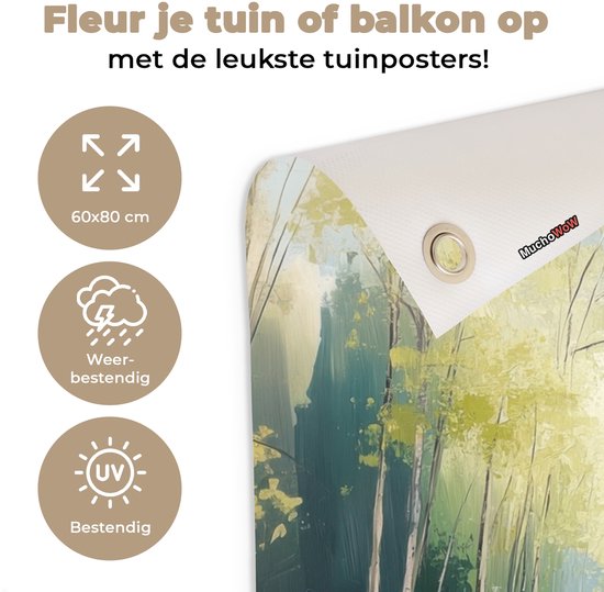 Affiche de jardin 60x80 cm - Décoration de jardin Forêt - Style peinture - Colorée - Affiche pour le jardin - Décoration extérieure - Tableau de jardin clôture - Décoration murale sur toile de jardin - Décoration murale sur toile de balcon