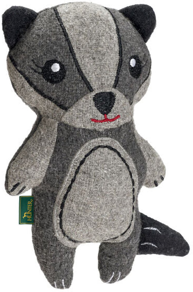 Hunter – Honden speelgoed – Knuffel voor honden – Wasbeer – Grijs – 20cm