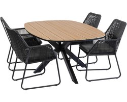 Tuinset Mona/Cadiz | 4 personen | Deens ovaal 180 cm | Rope & Tecon Teak