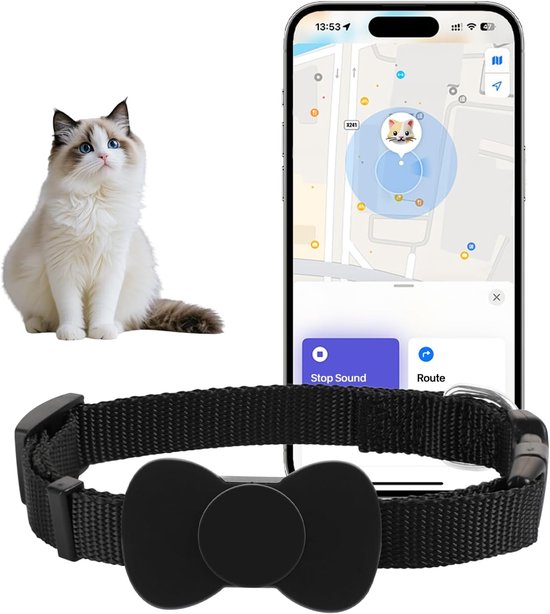 Foto: Tracker tracker kat tacker gps tracker f25a zwart compatibel met ios android 210 mah wereldwijde locatie dieren vermissing volgsysteem 43 71 18 mm