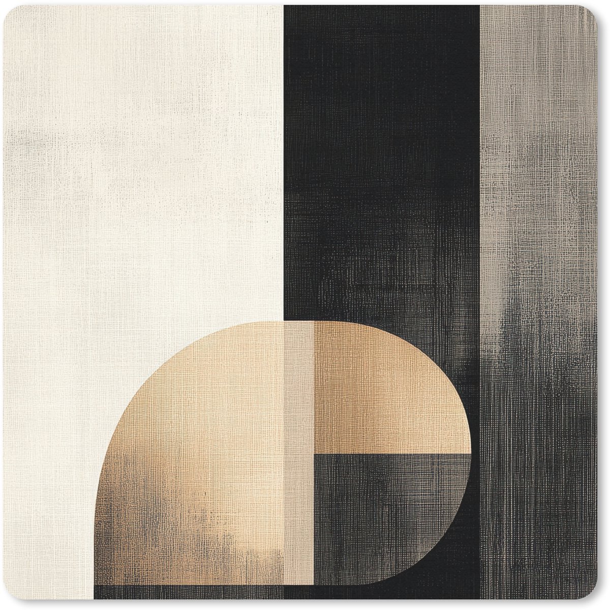 Muismat 20x20 cm - Mousepad Vormen - Modern - Zwart - Muismatten