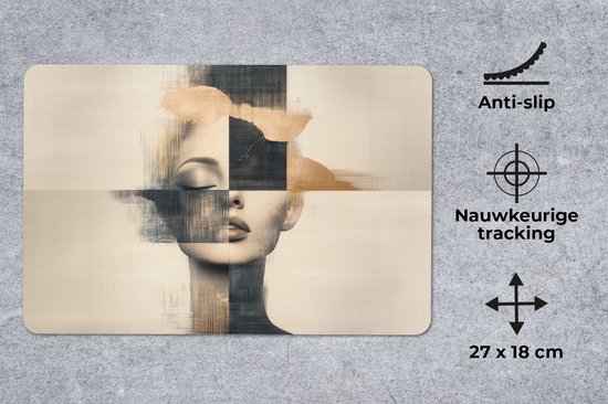 Muismat 27x18 cm - Mousepad Goud - Vrouw - Rechthoeken - Muismatten