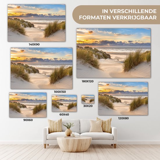 Tableau sur toile - Plage et mer 120x80 - Accessoires décoration chambre dunes - Tableaux plage salon - Décoration murale chambre - Décoration murale - Décoration murale cuisine - Toile murale intérieur - Décoration maison - Accessoires de maison