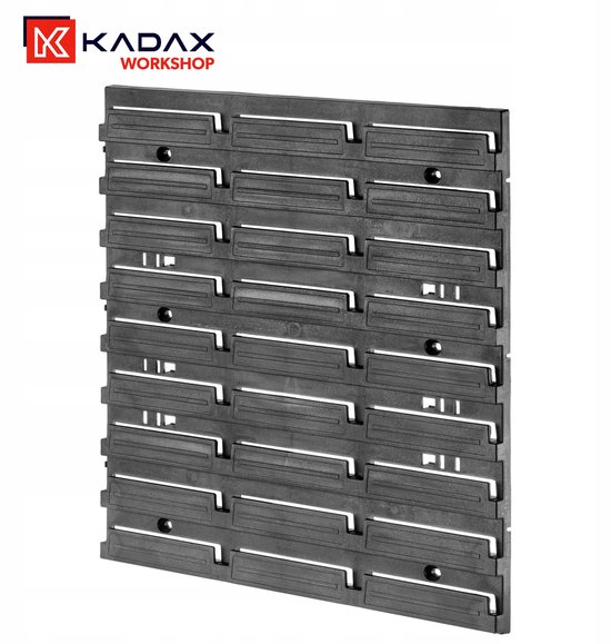 KADAX Porte-outils, système de rangement en plastique PP, étagère murale de différentes tailles, étagère murale d'atelier avec bacs de rangement et porte-outils (117 x 78 cm)