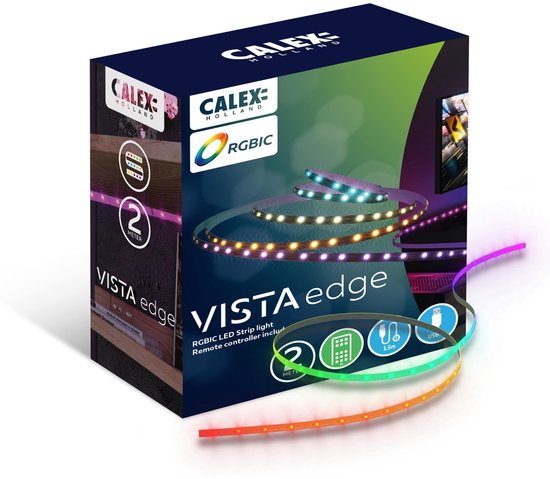 Foto: Calex vista led strip 2 meter usb warm wit licht inclusief afstandsbediening