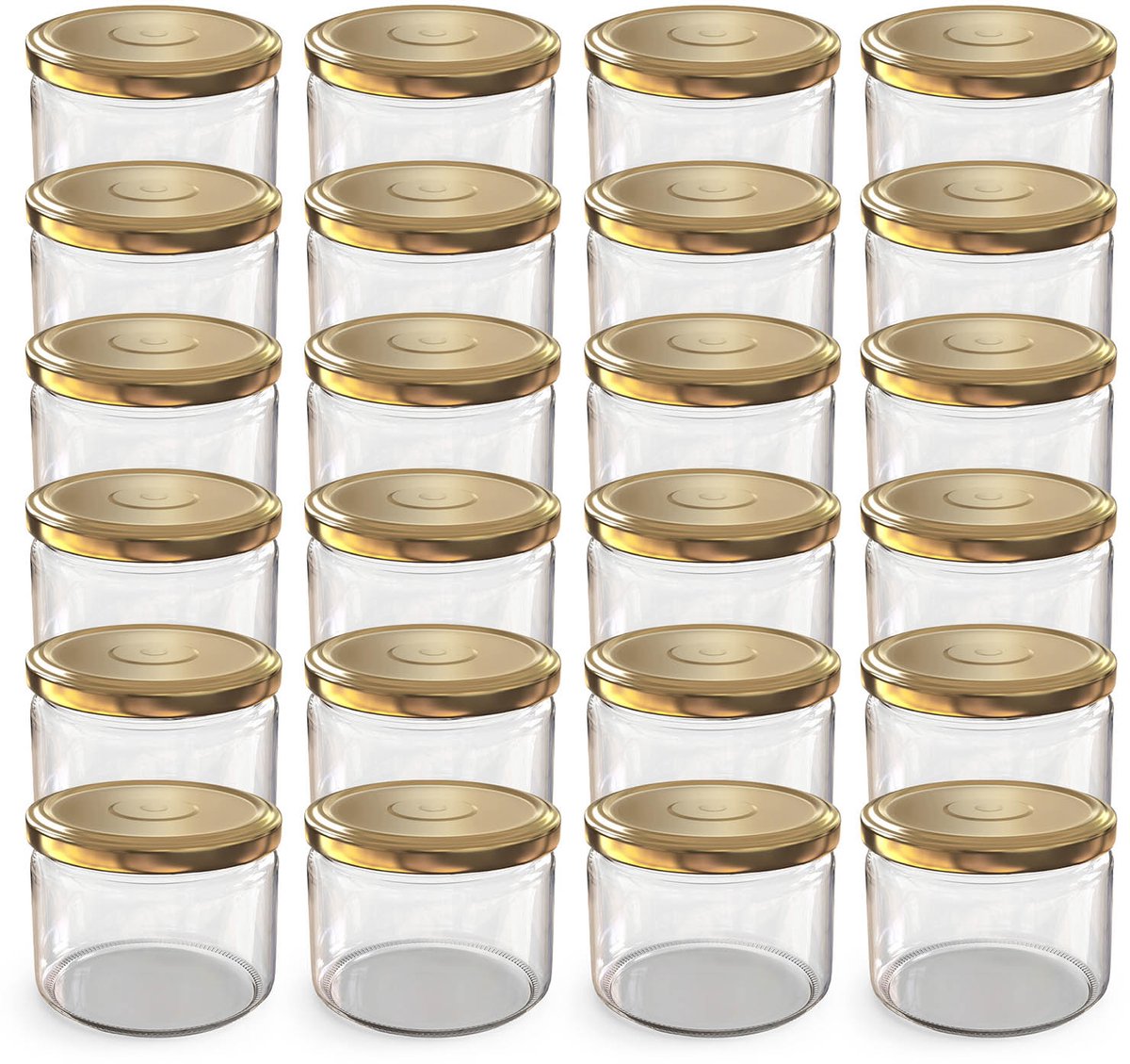 Oputec 24x 282ml inmaakpotten / voorraadpotten TO Ø 82 mm– glazen jampotten – metalen schroefdeksel goud – conservenpotten