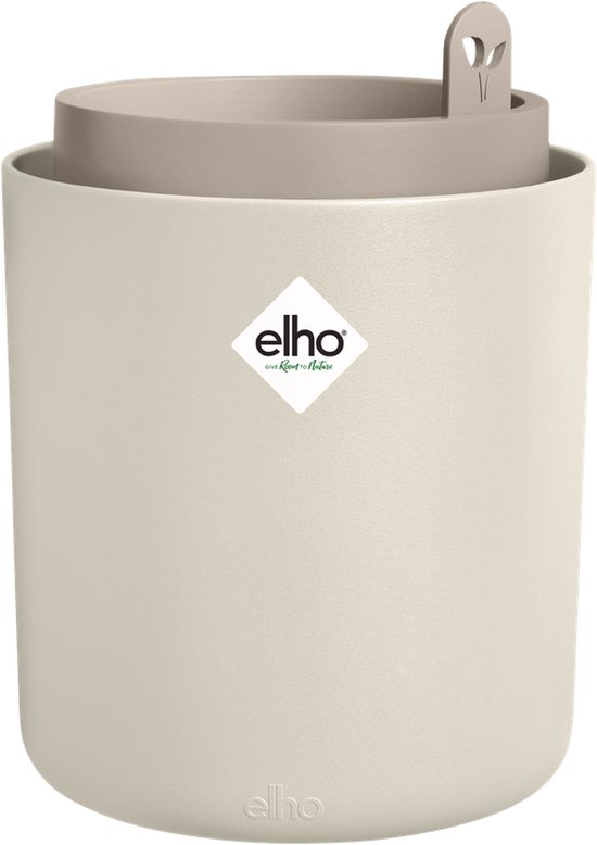 Elho Bouncy Basil 16 - Kruiden Kweken - Bloempot van 100% Gerecycled Plastic - Ø 16.5 x H 21.0 cm - Linen white