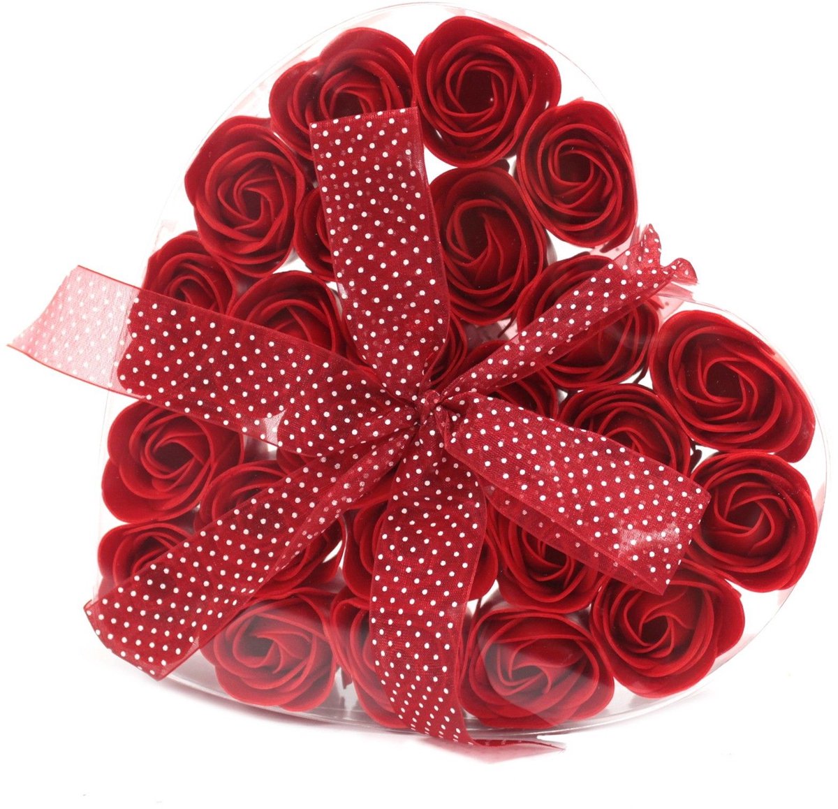 Set van 24 zeepbloemhartdoosjes - Rode rozen