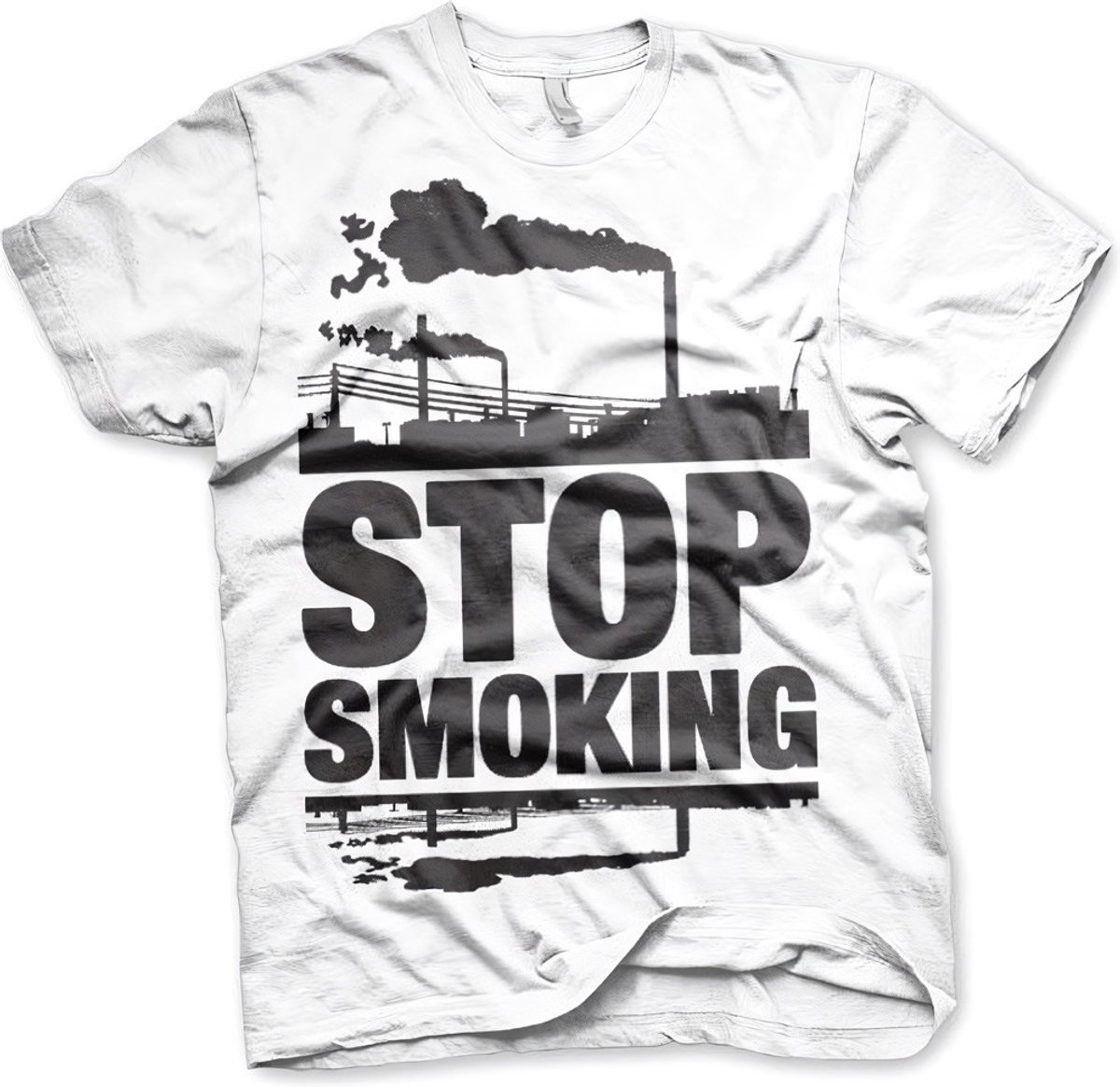 Heren Tshirt -L- Stop Smoking Wit