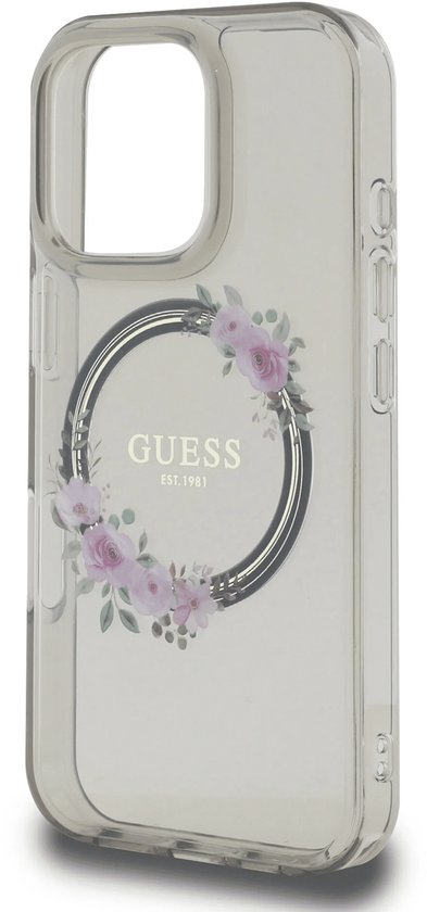 Guess GUHMP16LHFWFCK iPhone 16 Pro 6,3" noir/noir coque rigide IML Flowers Wreath MagSafe
