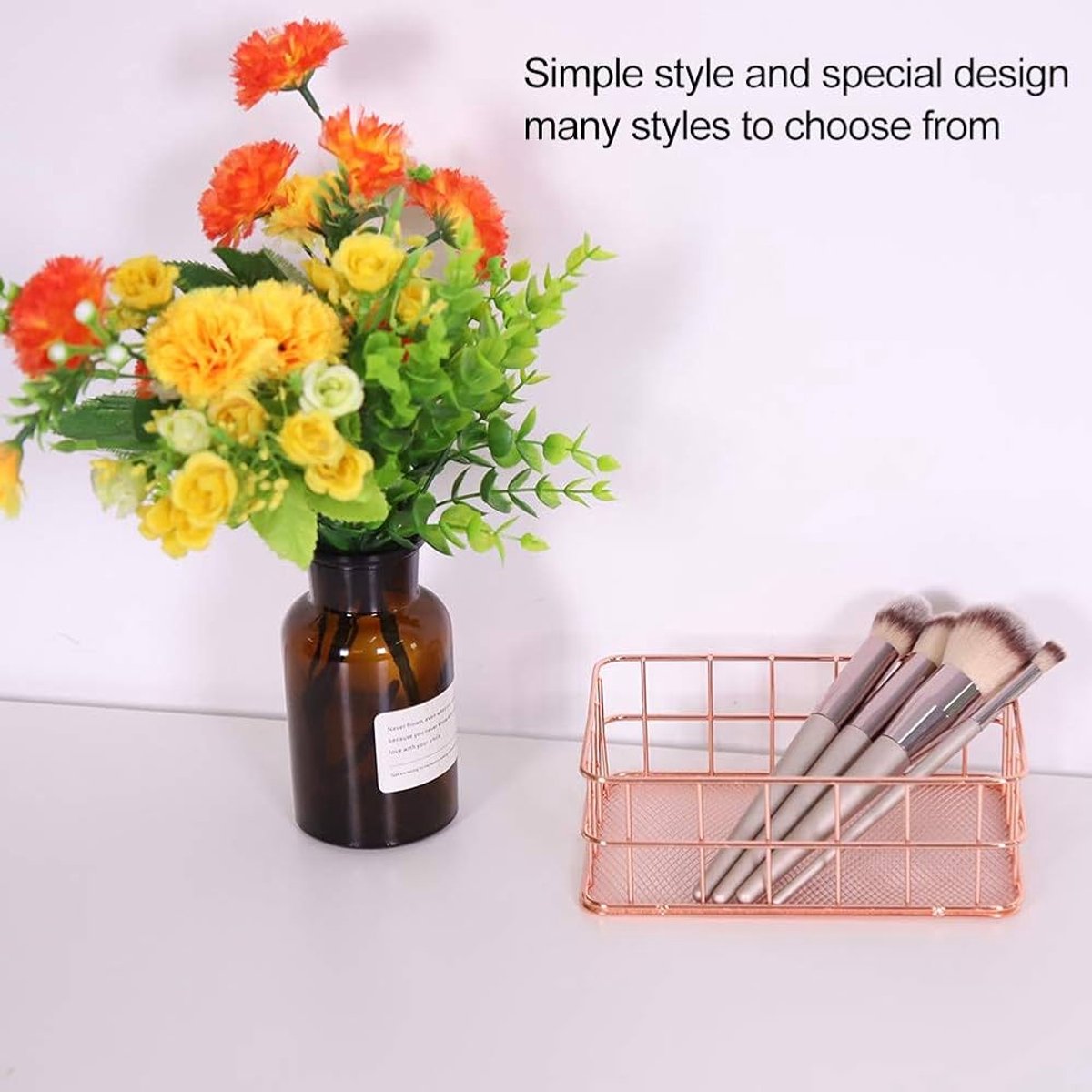 Storage Basket - Rose Gold - IJzeren Organizer - Opslaghouder - Desktop Decor