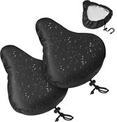 2 STUKS Fietszadelhoes Waterdichte Fietszadelhoes - Fietszadel Regenhoes met Trekkoord - Fietskussen Zadelbeschermer voor Regenbestendig Stofdicht - Zwart - Universeel - 24×27cm
