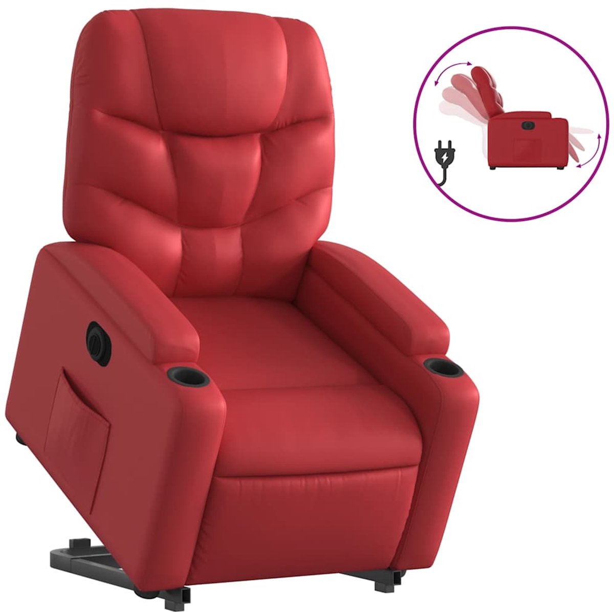 vidaXL Sta-op-stoel - elektrisch - kunstleer - rood