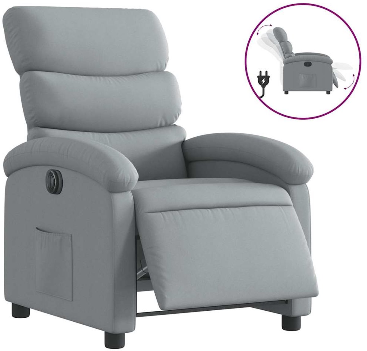 vidaXL Fauteuil - elektrisch - verstelbaar - stof - lichtgrijs
