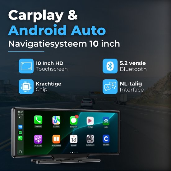Carplay & Android Auto: 10 inch touchscreen met navigatiesysteem, krachtige chip en NL-talige interface.