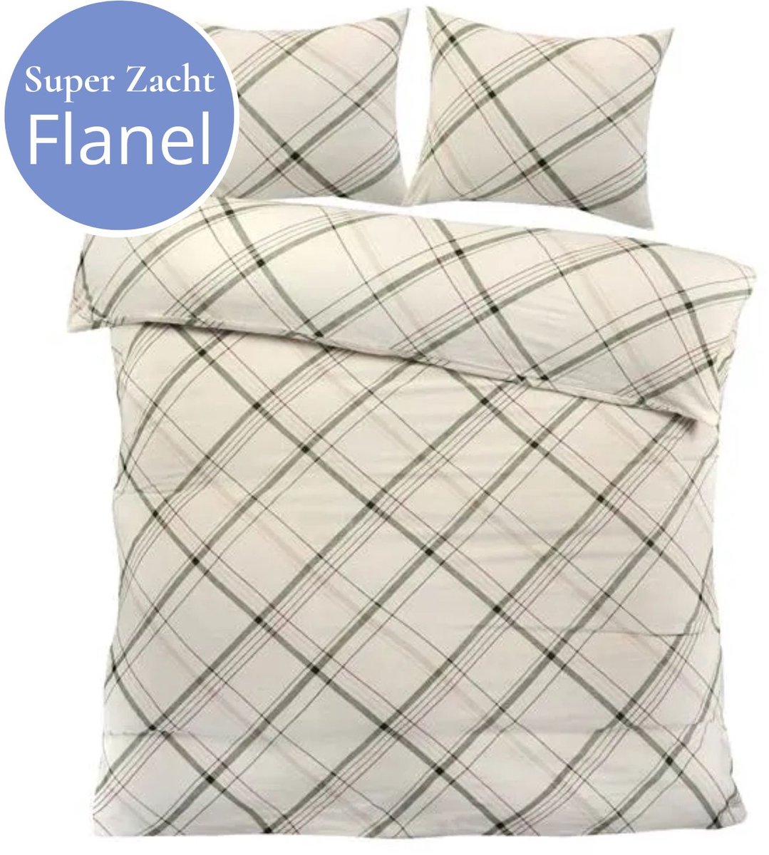 Day Dream Droomtextiel Serfaus Dekbedovertrek Flanel - 200x200/220 cm - Warm en Zacht Off-white