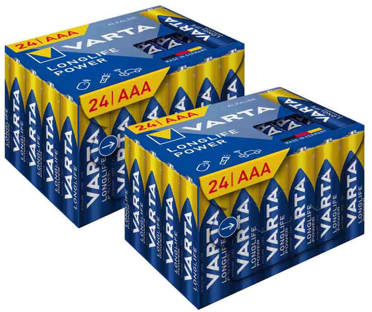 Varta Longlife Power AAA Cube Pack - 2 x 24 stuks - Voordeelverpakking