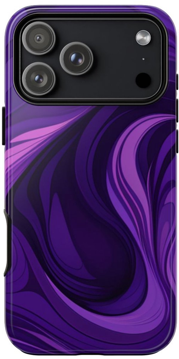 Paarse Abstracte Golfpatroon – Telefoonhoesje Geschikt voor iPhone 17 Pro Max