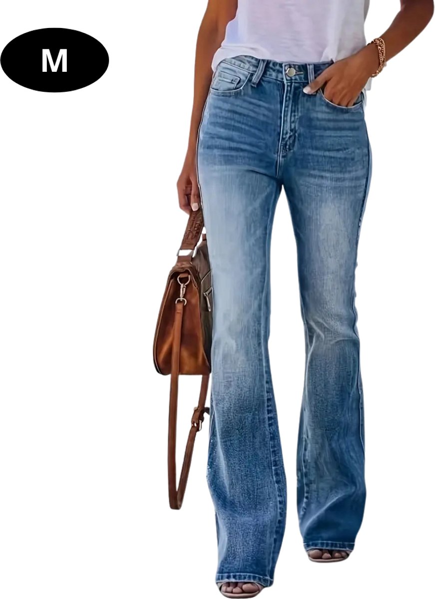Bovista Lange Broek Dames Spijkerbroek Broeken Spijker Pants Jeans Trouser Stretch Flared Blauw