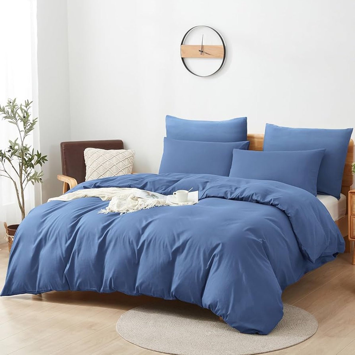 Image of Ademend Beddengoed Blauw - Hypoallergeen - Set van 2 - Katoen - 135x200 cm