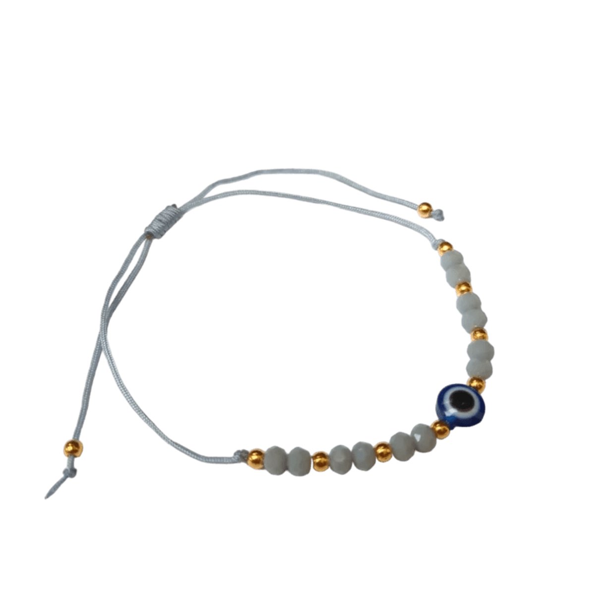 Aramat Jewels | Armbanden | Verstelbare Boze Oog touw Armbandje | Grijs | |2mm | Metaal | Kinderen, Volwassenen | Verkleurd niet