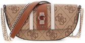 GUESS schoudertas Erenia Convertible Crossbody Flap Latte Logo Lichtbruin