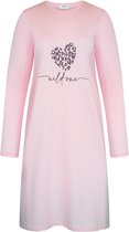 GAUBERT® Essential Dames Nachthemd Lange Mouw - Premium Gekamd Katoen - Wild One Panterprint - Roze - Maat XL - GB-6809